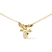 Bids.com 10K Yellow Gold Diamond Accented Bumble Bee Pendant 18" Inch Necklace (H-I Color, I1-I2 Clarity) Necklaces