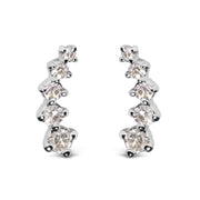 Bids.com 10K White Gold 1/10 Cttw Diamond Journey Style Climber Stud Earrings (H-I Color, I1-I2 Clarity) Earrings