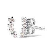Bids.com 10K White Gold 1/10 Cttw Diamond Journey Style Climber Stud Earrings (H-I Color, I1-I2 Clarity) Earrings