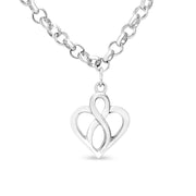 Bids.com .925 Sterling Silver Open Heart with Center Vertical Infinity Chain Charm Bracelet - Size 7" Bracelets