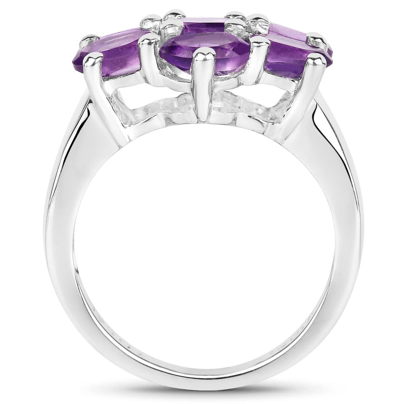 Bids.com 3.01 Carat Genuine  Amethyst .925 Sterling Silver Ring Rings