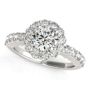 Bids.com 14k White Gold Round Floral Motif Diamond Engagement Ring (1 5/8 cttw) Rings