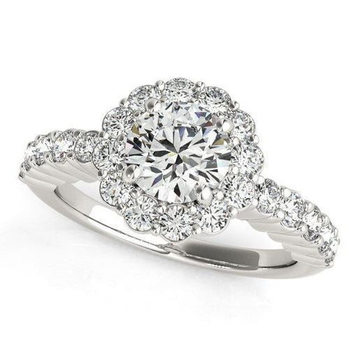 Bids.com 14k White Gold Round Floral Motif Diamond Engagement Ring (1 5/8 cttw) Rings