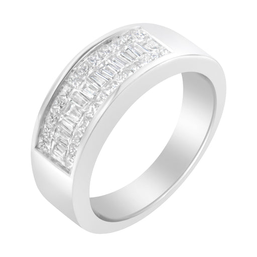 Bids.com 14K White Gold Princess and Baguette-cut Diamond Ring (1.0 Cttw, H-I Color, VS2-SI1 Clarity) - Size 6 Rings