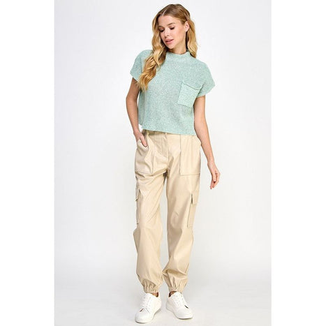 RELAXED VEGAN LEATHER CARGO PANTS