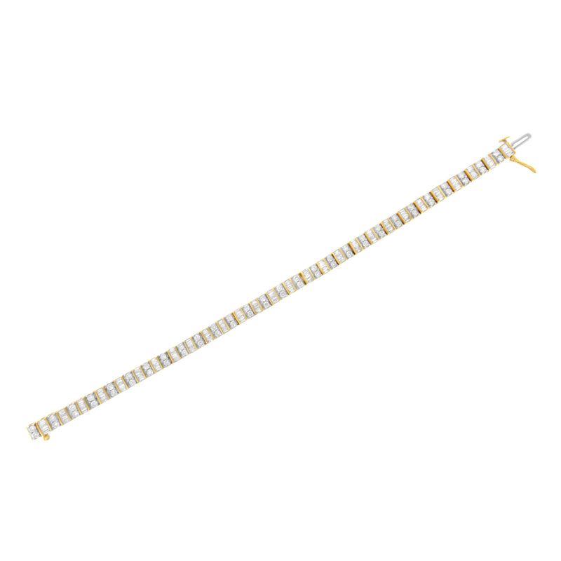 Bids.com 10K Yellow Gold 4.0 Cttw Alternating Baguette & Round Cut Diamond Bezel- & Prong-Set 7" Tennis Bracelet (G-H Color, SI1-SI2 Clarity) Bracelets
