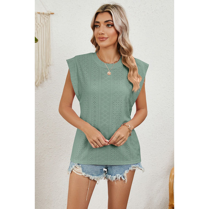 Eyelet Round Neck Tank