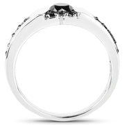Bids.com 0.83 Carat Genuine Black Diamond .925 Sterling Silver Ring Rings