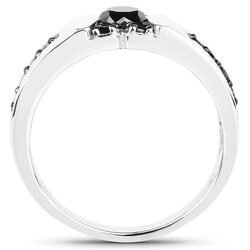 Bids.com 0.83 Carat Genuine Black Diamond .925 Sterling Silver Ring Rings