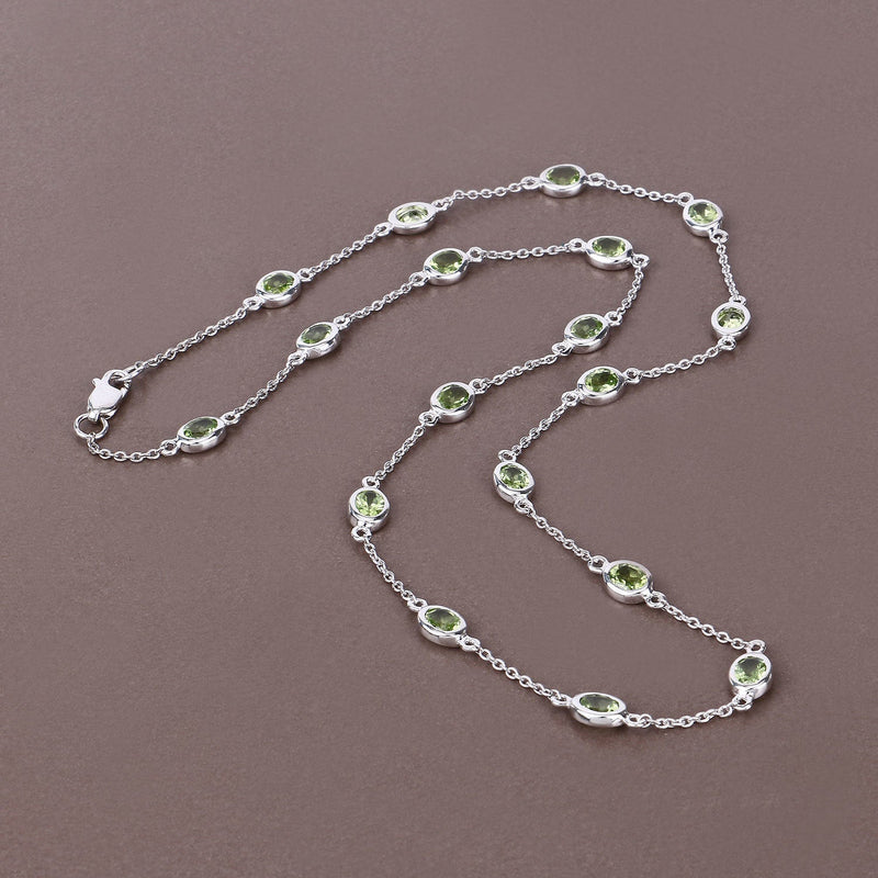Bids.com 6.30 Carat Genuine Peridot .925 Sterling Silver Necklace Necklaces