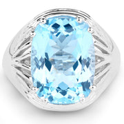 Bids.com 12.10 Carat Genuine Blue Topaz .925 Sterling Silver Ring Rings
