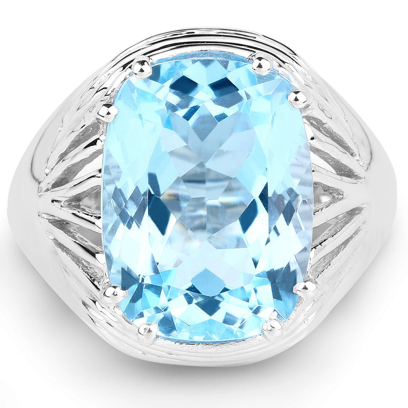 Bids.com 12.10 Carat Genuine Blue Topaz .925 Sterling Silver Ring Rings