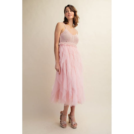 Lovely Tulle Midi Crochet Dress