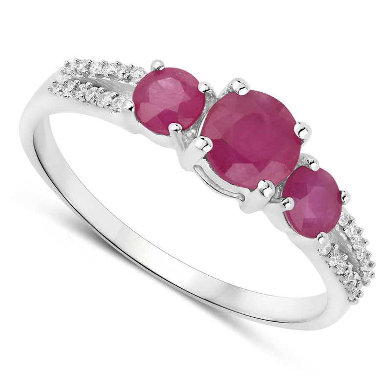 Bids.com 1.02 Carat Genuine Ruby and White Diamond 14K White Gold Ring Rings