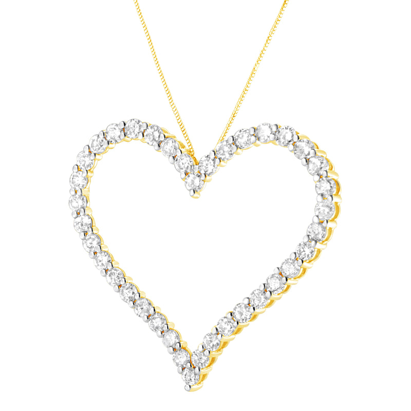 Bids.com 10k Yellow Gold Plated .925 Sterling Silver 3.0 cttw Round-Cut Diamond Open Heart Pendant Necklace (J-K Color, I1-I2 Clarity) - 18" Necklaces