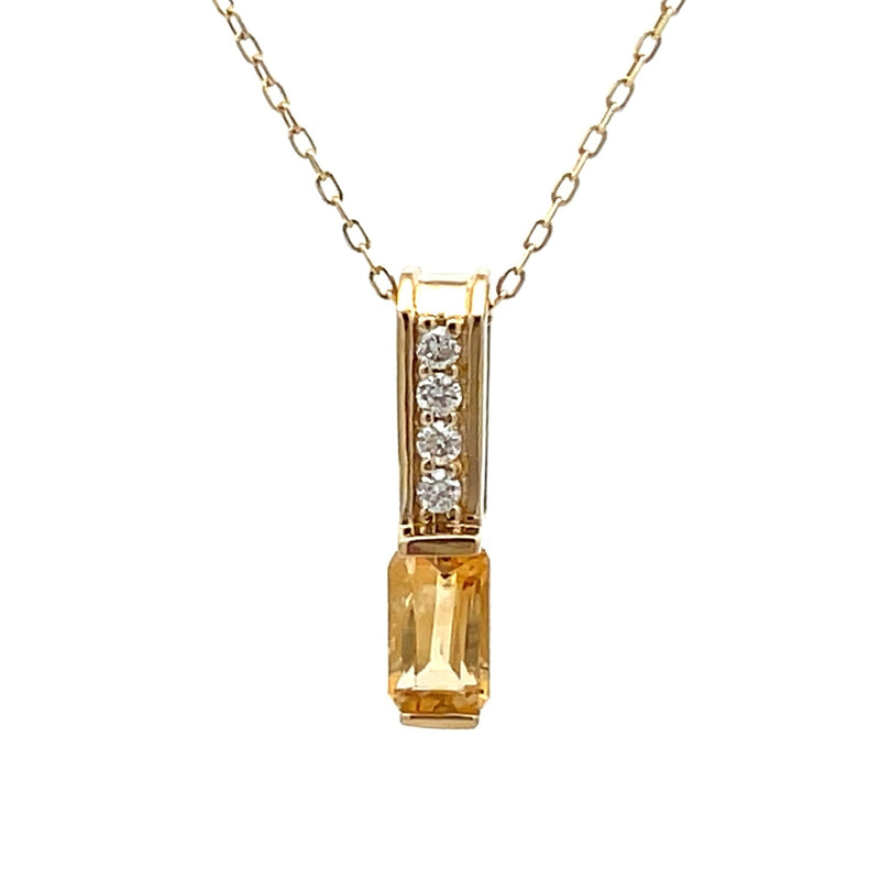 Bids.com .06ct Citrine Diamond Fashion Pendants 10KT Yellow Gold Pendants