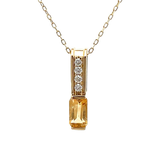 Bids.com .06ct Citrine Diamond Fashion Pendants 10KT Yellow Gold Pendants