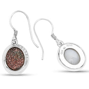 Bids.com 4.72 Carat Genuine Copper Bloom Drusy and White Topaz .925 Sterling Silver Earrings Earrings