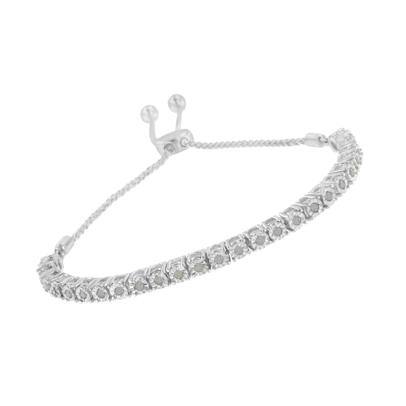 Bids.com 10K Yellow Gold over .925 Sterling Silver 1/4 Cttw Miracle-Set Diamond 4â€-10â€ Adjustable Bolo Tennis Bracelet (I-J Color, I3 Clarity) Bracelets