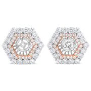 Bids.com 14K Rose and White Gold 1 7/8 Cttw Round Diamond Double Halo Earring Jacket for 6mm Round Studs (G-H Color, VS2-SI1 Clarity) Earrings