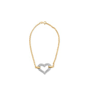 Bids.com 10K Two Tone Gold 1/4 Cttw Diamond Encrusted Heart Charm 7" Bracelet (H-I Color, I1-I2 Clarity) Bracelets