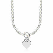 Bids.com Sterling Silver Rhodium Plated Rolo Chain Necklace with a Heart Toggle Charm Necklaces