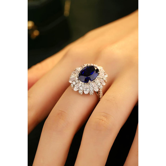 5 Carat Lab-Grown Sapphire Flower Shape Ring