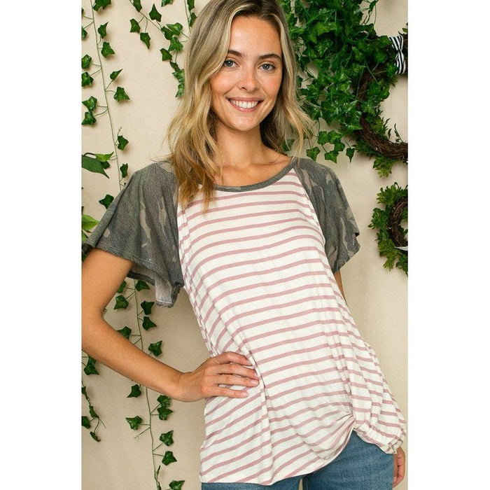 STRIPE CAMO  TWIST BOTTOM TOP