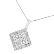 Bids.com 10KT White Gold 1/2 cttw Diamond Square Pendant Necklace (I-J Color, I2-I3 Clarity) Necklaces