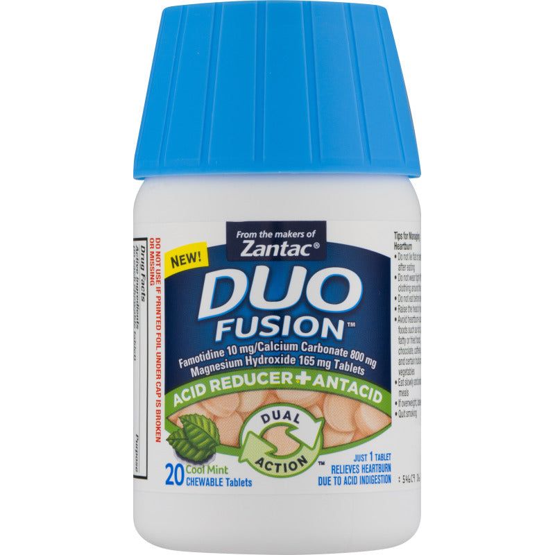 Zantac Zantac Duo Fusion Acid Reducer + Antacid, Chewable Tablets, Cool Mint Health & Beauty Light Sea Green