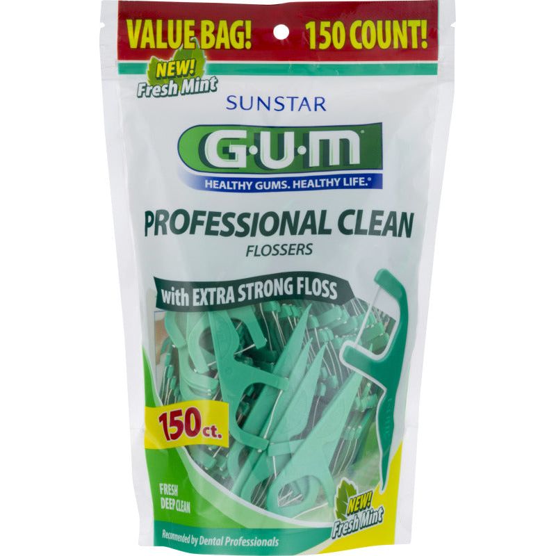 Gum Gum Professional Clean Flossers With A Fresh Mint Flavor, 150ct Dental Floss White Smoke