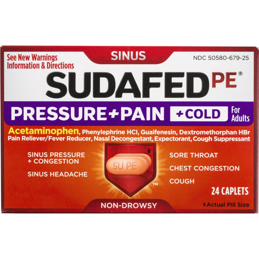 Sudafed Sudafed PE Sinus Pressure + Pain + Cold For Adults Caplets Health & Beauty