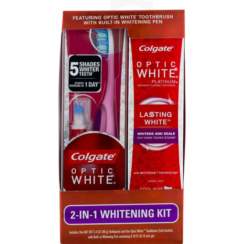 Colgate Colgate Optic White 2-in-1 Whitening Kit Oral Care Dark Red