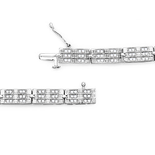 Bids.com 1.16 Carat Genuine White Diamond 14K White Gold Plated .925 Sterling Silver Bracelet Bracelets