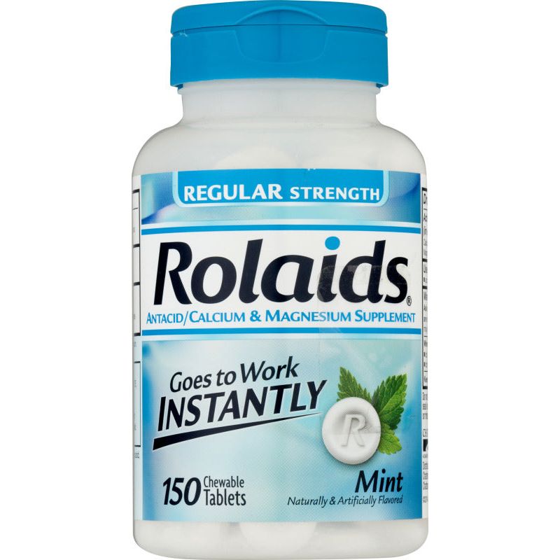 Rolaids Rolaids Antacid/Calcium & Magnesium Supplement Regular Strength Chewable Tablets Mint Health & Beauty White Smoke