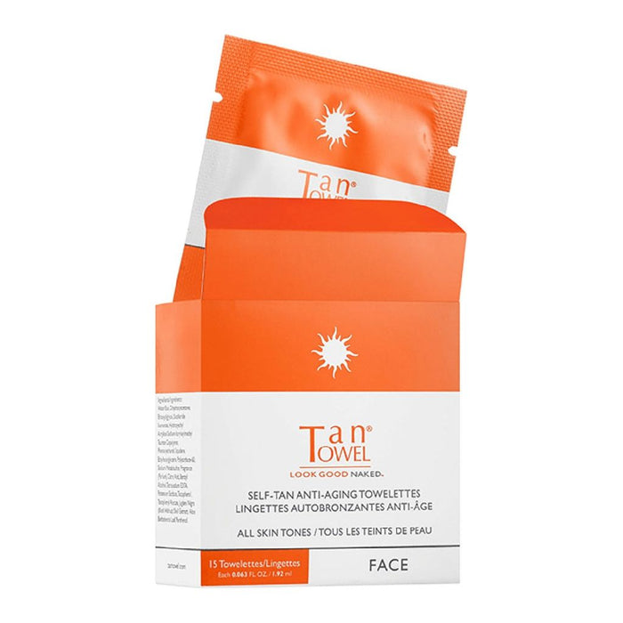 Tan Towel Face All Skin Tones Self-Tan Anti-Aging Towelette - 15 Pack