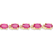 Bids.com 14K Yellow Gold Plated 7.00 Carat Glass Filled Ruby .925 Sterling Silver Bracelet Bracelets