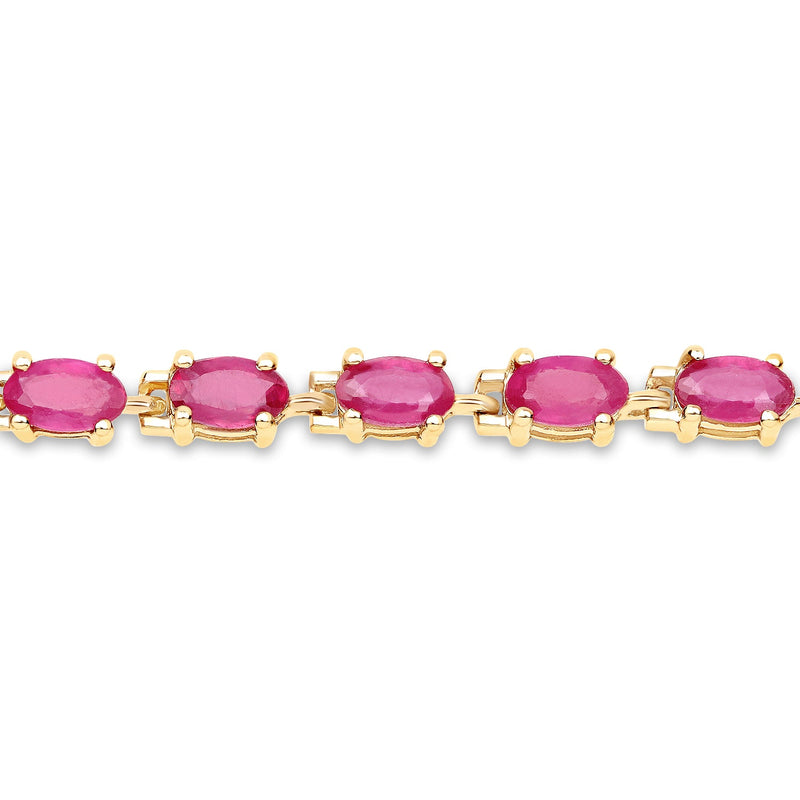 Bids.com 14K Yellow Gold Plated 7.00 Carat Glass Filled Ruby .925 Sterling Silver Bracelet Bracelets