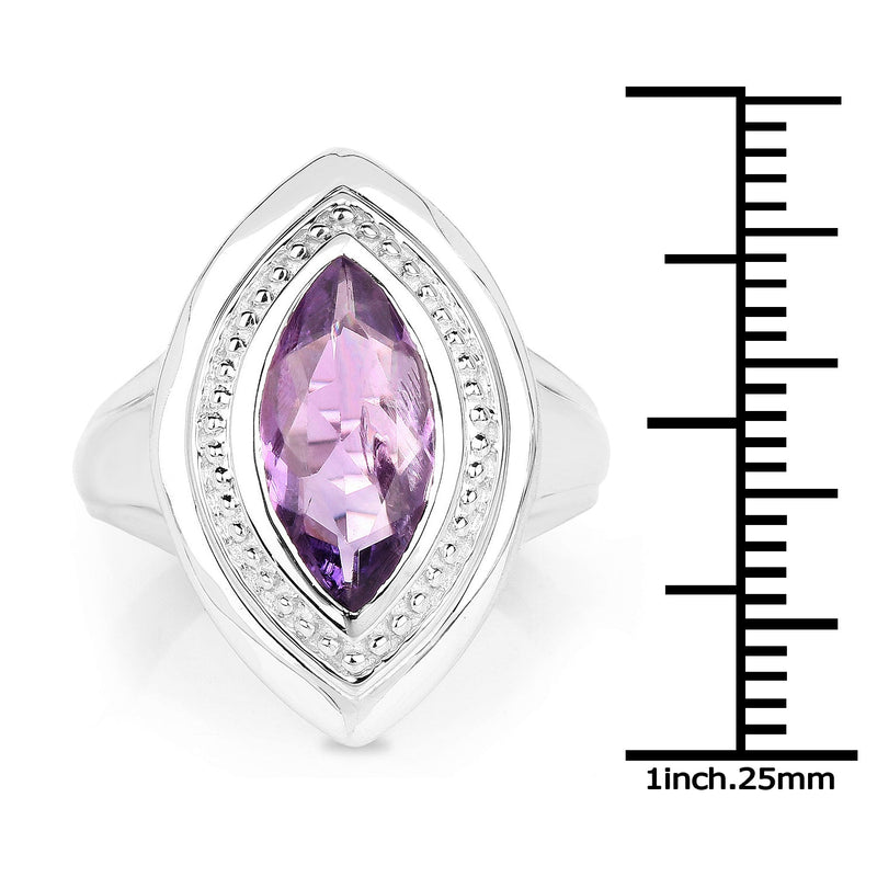 Bids.com 2.00 Carat Genuine Amethyst .925 Sterling Silver Ring Rings