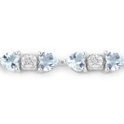 Bids.com 7.36 Carat Genuine Aquamarine and White Diamond .925 Sterling Silver Bracelet Bracelets