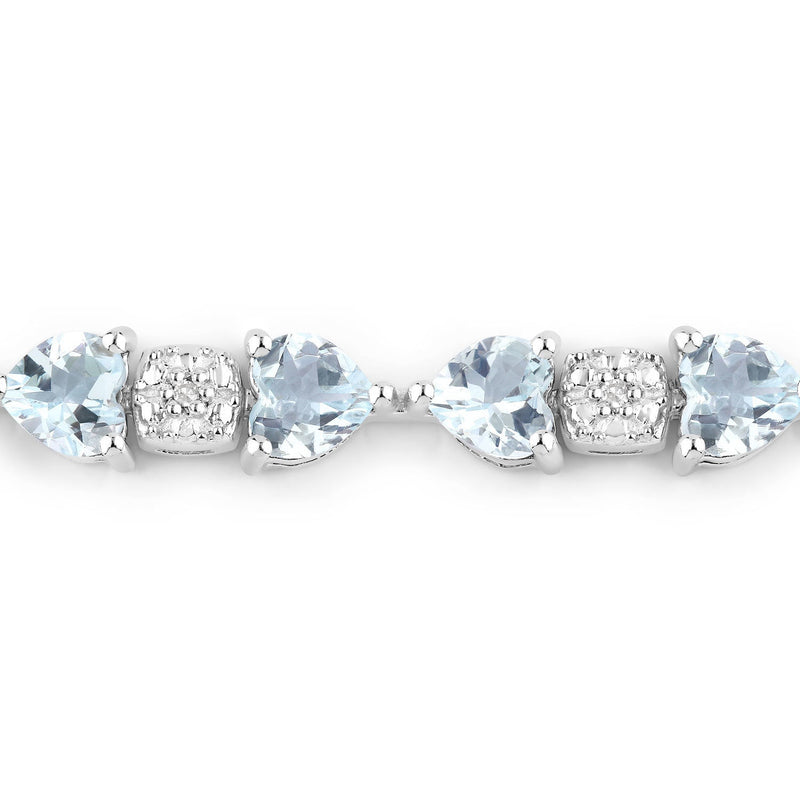 Bids.com 7.36 Carat Genuine Aquamarine and White Diamond .925 Sterling Silver Bracelet Bracelets