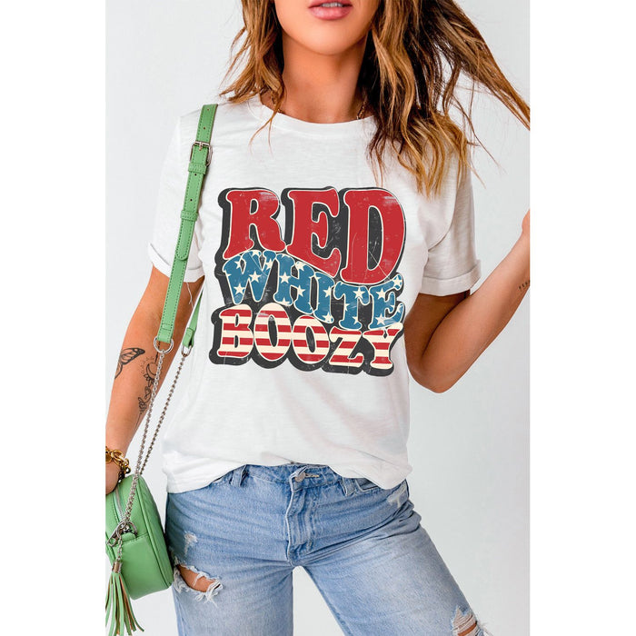 Letter Graphic Round Neck Short Sleeve T-Shirt