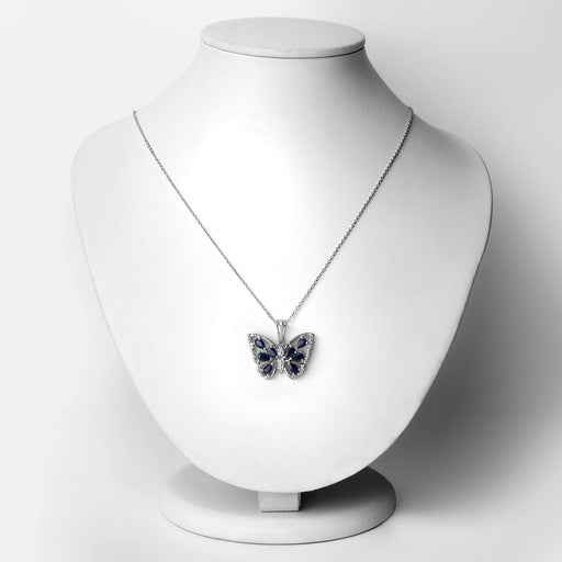 Bids.com 1.67 Carat Genuine Blue Sapphire and White Zircon .925 Sterling Silver Pendant Pendants