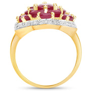 Bids.com 14K Yellow Gold Plated 4.18 Carat Genuine Glass Filled Ruby .925 Sterling Silver Ring Rings