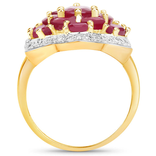 Bids.com 14K Yellow Gold Plated 4.18 Carat Genuine Glass Filled Ruby .925 Sterling Silver Ring Rings