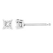 Bids.com 14K White Gold 1.00 Cttw Princess-Cut Square Near Colorless Diamond Classic 4-Prong Solitaire Stud Earrings (G-H Color, SI1-SI2 Clarity) Earrings