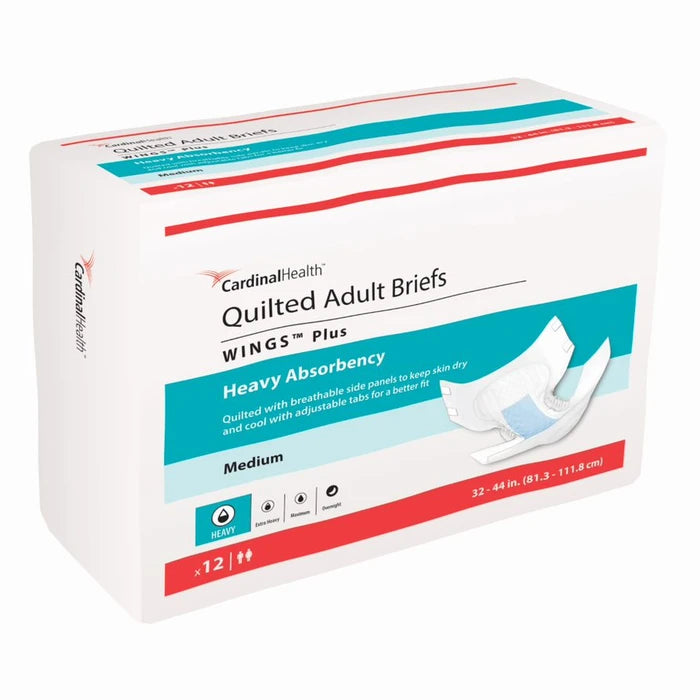 Cardinal Health Wings Plus Quilted Adult Briefs Heavy Absorbency 8X12