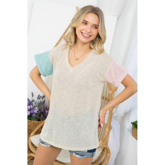 Low Gauge Color block Top