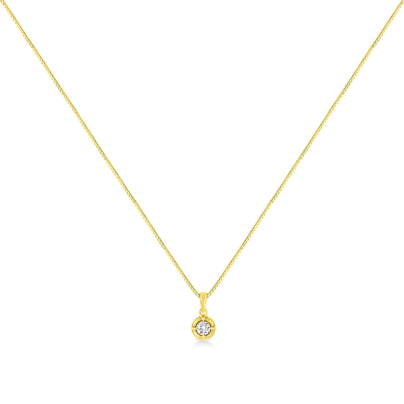 Bids.com 14K Yellow Gold Plated .925 Sterling Silver 1/2 Cttw Brilliant Round Cut Diamond Solitaire Milgrain 18" Pendant Necklace (K-L Color, I2-I3 Clarity) Necklaces