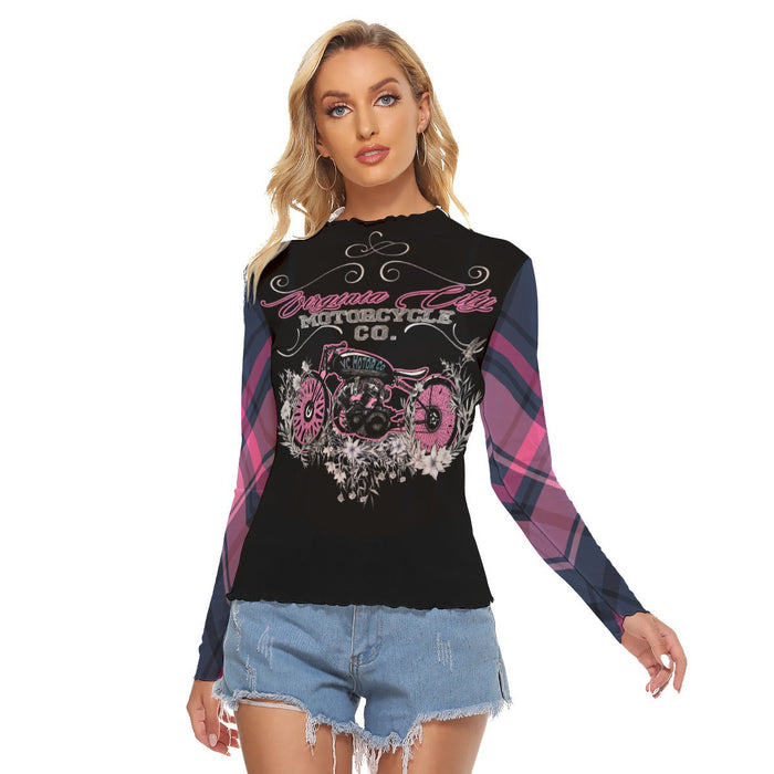 Women's Motorcycle Shirt Long Sleeve Mesh - Plaid Girl